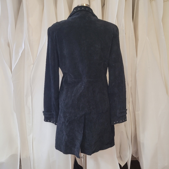Vintage Express Black Leather Suede Coat with silver stud detailing size 9/10 - Picture 5 of 12